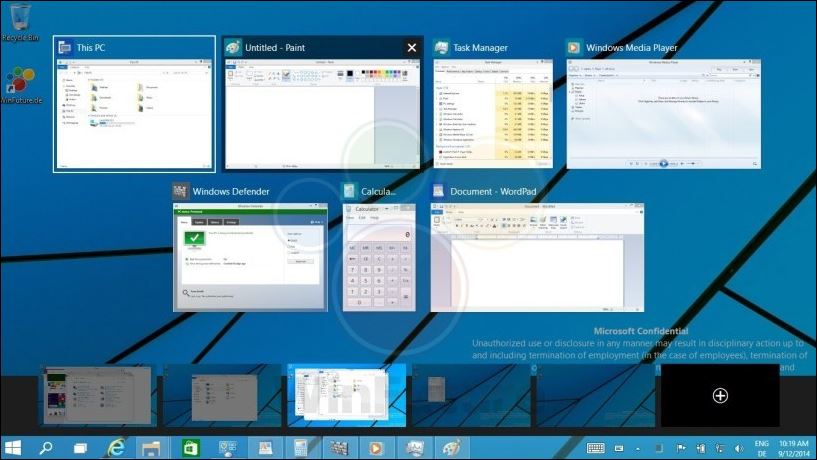 виртуальные рабочие столы в Windows 9