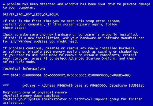 Голубой экран при загрузке Windows